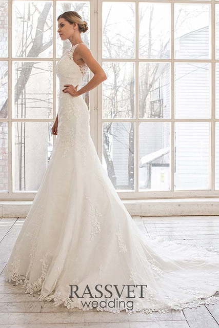 Свадебное платье Мириам. Силуэт Рыбка. Цвет Белый / Молочный. Вид 5