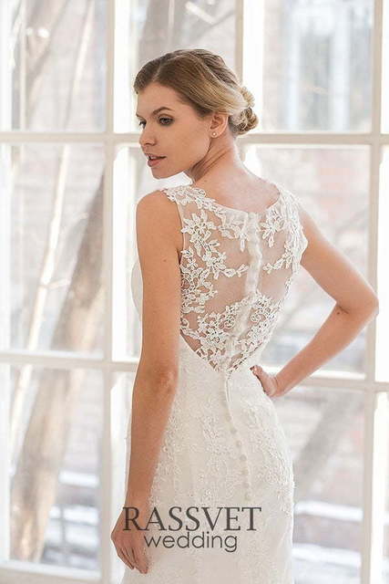 Свадебное платье Мириам. Силуэт Рыбка. Цвет Белый / Молочный. Вид 6