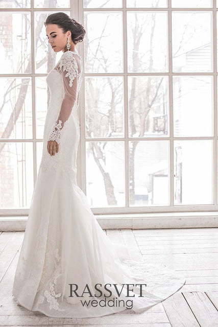 Свадебное платье Марисса. Силуэт Рыбка. Цвет Белый / Молочный. Вид 7