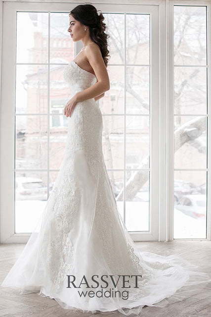 Свадебное платье Эмма. Силуэт Рыбка. Цвет Белый / Молочный. Вид 2