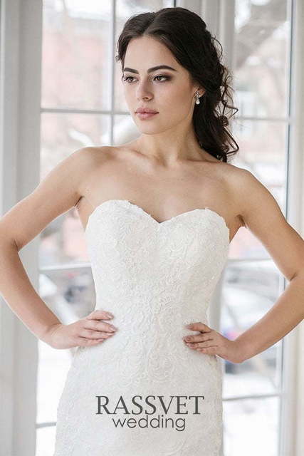 Свадебное платье Эмма. Силуэт Рыбка. Цвет Белый / Молочный. Вид 4