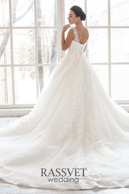 Свадебное платье Констанция. Силуэт Пышное. Цвет Айвори / Капучино, Белый / Молочный. Вид 3