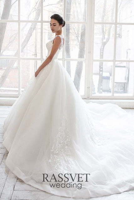 Свадебное платье Констанция. Силуэт Пышное. Цвет Айвори / Капучино, Белый / Молочный. Вид 7