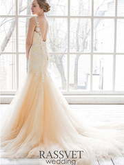 Свадебное платье Мишель. Силуэт Рыбка. Цвет Айвори / Капучино, Персик / Оранжевый. Вид 2