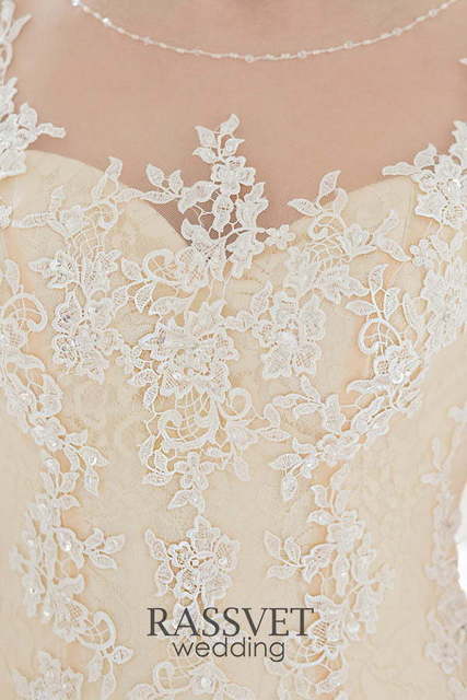 Свадебное платье Мишель. Силуэт Рыбка. Цвет Айвори / Капучино, Персик / Оранжевый. Вид 4