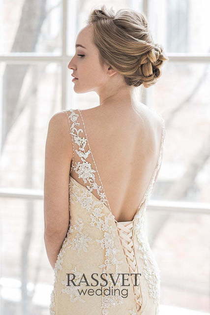 Свадебное платье Мишель. Силуэт Рыбка. Цвет Айвори / Капучино, Персик / Оранжевый. Вид 7