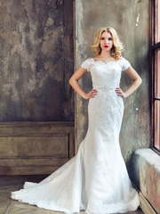 Свадебное платье Мадлен 2. Силуэт Рыбка. Цвет Белый / Молочный. Вид 1