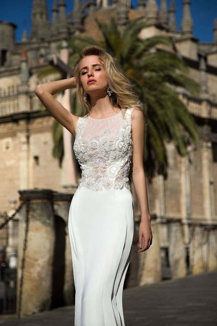 Свадебное платье Jadelin. Силуэт Рыбка, Прямое. Цвет Белый / Молочный. Вид 3