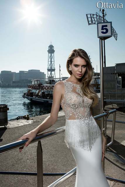 Свадебное платье Ottavia. Силуэт Рыбка. Цвет Белый / Молочный. Вид 3