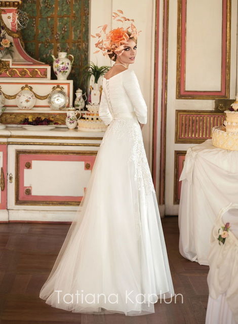 Свадебное платье Andrea. Силуэт А-силуэт, Прямое. Цвет Белый / Молочный. Вид 2