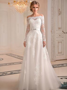 Свадебное платье Devika. Силуэт А-силуэт, Прямое. Цвет Белый / Молочный. Вид 1