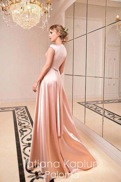 Свадебное платье Paloma. Силуэт Прямое. Цвет Персик / Оранжевый, оттенки Розового. Вид 2