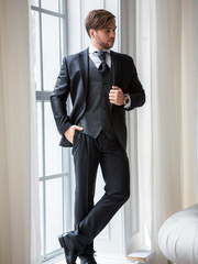 Однобортный, Тройка Свадебный костюм 0166 от Салон мужских костюмов Leon 1