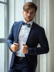 Однобортный, Двойка Свадебный костюм 0306 от Салон мужских костюмов Leon 1