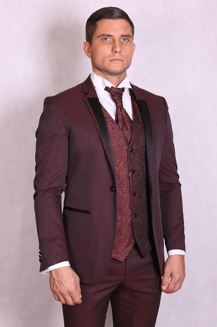 Однобортный, Тройка Свадебный костюм бордовый арт.10415 от Салон свадебных костюмов Trimforti 3