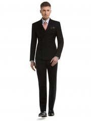 Двубортный, Двойка Свадебный костюм двубортный черный без рисунка от Салон мужских костюмов Patrik Man 2