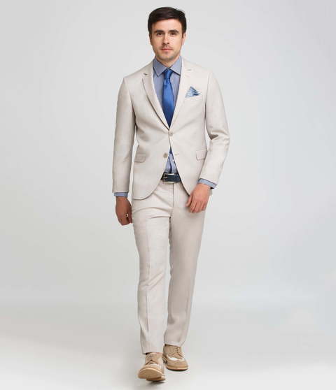 Однобортный, Двойка Свадебный костюм бежевый от Салон мужских костюмов Patrik Man 2