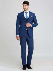 Однобортный, Тройка Свадебный костюм синий без рисунка от Салон мужских костюмов Patrik Man 1