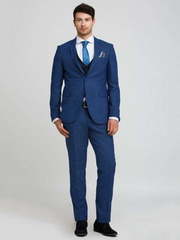 Однобортный, Тройка Свадебный костюм синий без рисунка от Салон мужских костюмов Patrik Man 2
