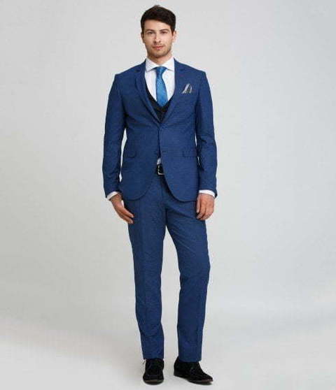 Однобортный, Тройка Свадебный костюм синий без рисунка от Салон мужских костюмов Patrik Man 2