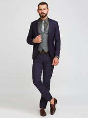 Однобортный, Тройка Свадебный костюм темно-фиолетовый без рисунка от Салон мужских костюмов Patrik Man 1
