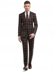 Однобортный, Двойка Свадебный костюм коричневый в клетку от Салон мужских костюмов Patrik Man 1