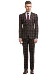 Однобортный, Двойка Свадебный костюм коричневый в клетку от Салон мужских костюмов Patrik Man 2