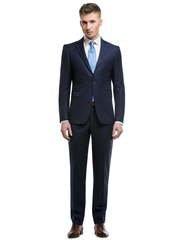 Однобортный, Двойка Свадебный костюм темно-синий без рисунка от Салон мужских костюмов Patrik Man 1