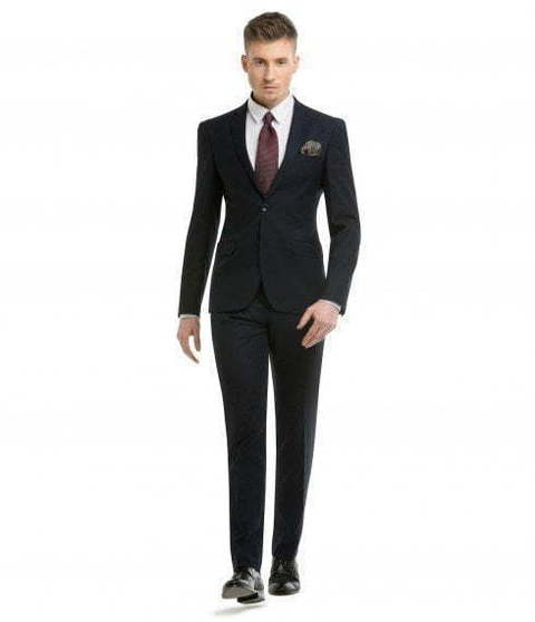 Однобортный, Двойка Свадебный костюм темно-синий без рисунка от Салон мужских костюмов Patrik Man 2