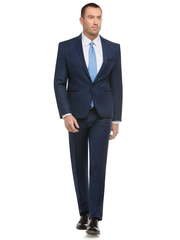 Однобортный, Двойка Свадебный костюм синий без рисунка от Салон мужских костюмов Patrik Man 1