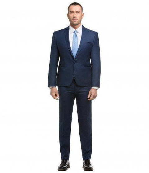 Однобортный, Двойка Свадебный костюм синий без рисунка от Салон мужских костюмов Patrik Man 2