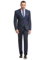 Однобортный, Двойка Свадебный костюм синий в клетку от Салон мужских костюмов Patrik Man 1