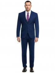 Однобортный, Двойка Свадебный костюм синий в клетку от Салон мужских костюмов Patrik Man 2