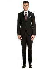 Однобортный, Двойка Свадебный костюм темно-синий без рисунка от Салон мужских костюмов Patrik Man 1