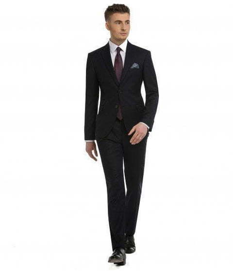 Однобортный, Двойка Свадебный костюм темно-синий без рисунка от Салон мужских костюмов Patrik Man 2