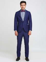 Однобортный, Двойка Свадебный костюм синий без рисунка от Салон мужских костюмов Patrik Man 1