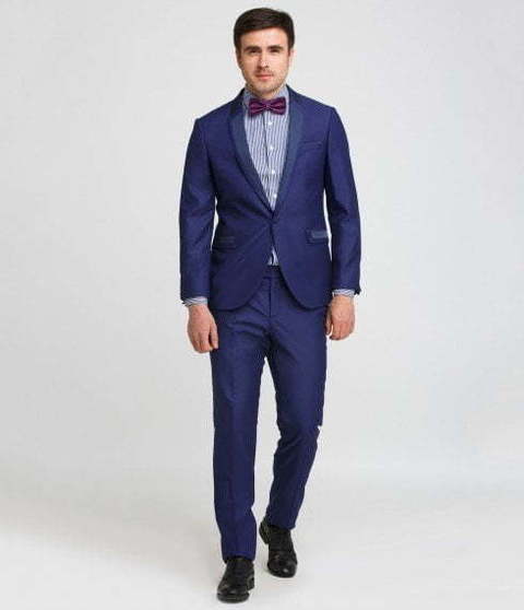Однобортный, Двойка Свадебный костюм синий без рисунка от Салон мужских костюмов Patrik Man 2