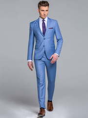 Однобортный, Двойка Свадебный костюм голубой от Салон мужских костюмов Patrik Man 1