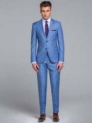 Однобортный, Двойка Свадебный костюм голубой от Салон мужских костюмов Patrik Man 2