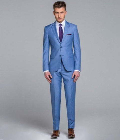 Однобортный, Двойка Свадебный костюм голубой от Салон мужских костюмов Patrik Man 2