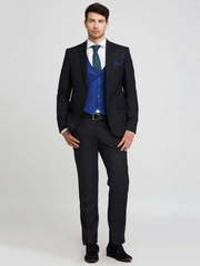 Однобортный, Тройка Свадебный костюм черный в полоску от Салон мужских костюмов Patrik Man 2