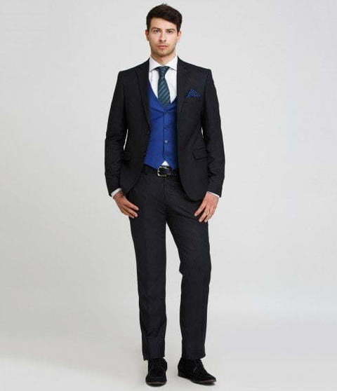 Однобортный, Тройка Свадебный костюм черный в полоску от Салон мужских костюмов Patrik Man 3