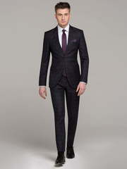 Однобортный, Двойка Свадебный костюм серо-коричневый в клетку от Салон мужских костюмов Patrik Man 1