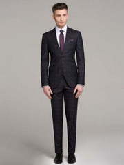 Однобортный, Двойка Свадебный костюм серо-коричневый в клетку от Салон мужских костюмов Patrik Man 2