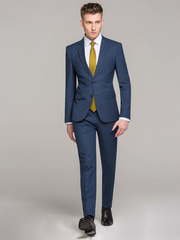 Однобортный, Двойка Свадебный костюм светло-синий в клетку от Салон мужских костюмов Patrik Man 1