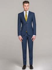 Однобортный, Двойка Свадебный костюм светло-синий в клетку от Салон мужских костюмов Patrik Man 2