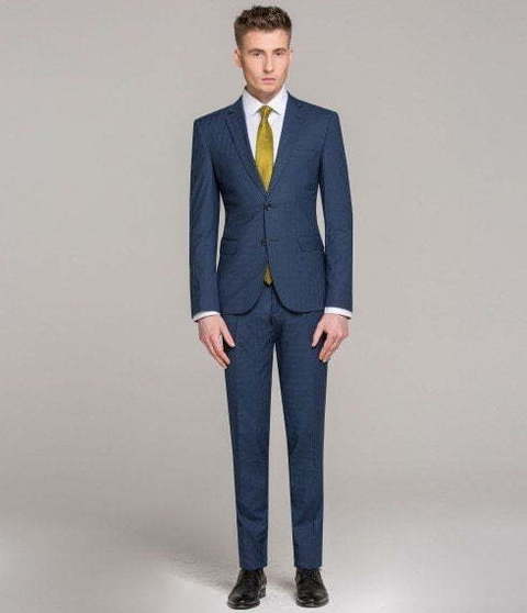 Однобортный, Двойка Свадебный костюм светло-синий в клетку от Салон мужских костюмов Patrik Man 2