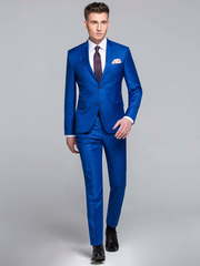 Однобортный, Двойка Свадебный костюм светло-синий без рисунка от Салон мужских костюмов Patrik Man 1