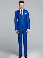 Однобортный, Двойка Свадебный костюм светло-синий без рисунка от Салон мужских костюмов Patrik Man 2