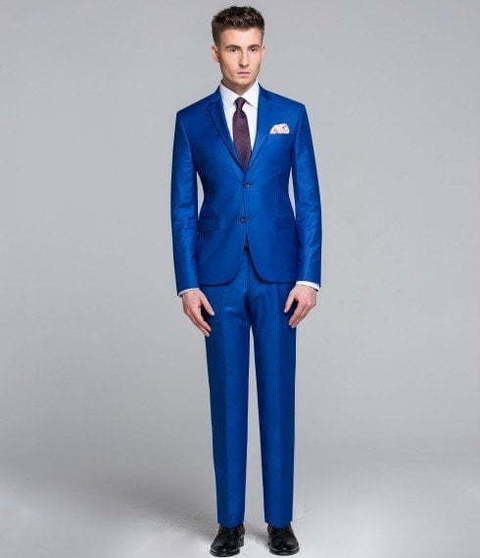 Однобортный, Двойка Свадебный костюм светло-синий без рисунка от Салон мужских костюмов Patrik Man 2